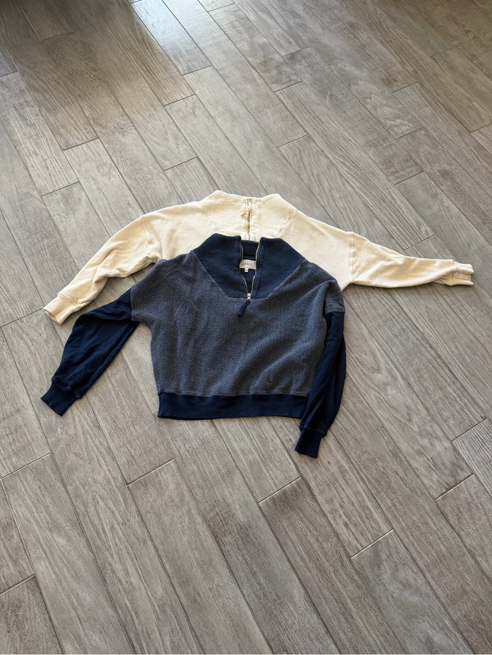 THE GREAT. Trail Sweatshirt Set of 2 | Blue + White | Size 0 / XS